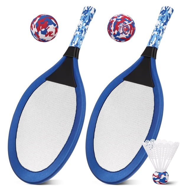 SHISUYAN 1 Pair Children's Tennis Racket Kids Palying Badminton Oval Rackets Game Props for Kindergarten Primary School Outdoor Sports (Blue)
