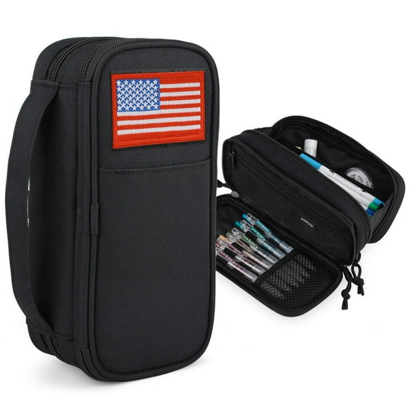 Pencil Case for Boy, Large Capacity Pencil Pouch,Marker Organizer Case Pen Box, Tool Bag Organizer for School College Office Organizer for Kids Men Women Adult Teens-Black