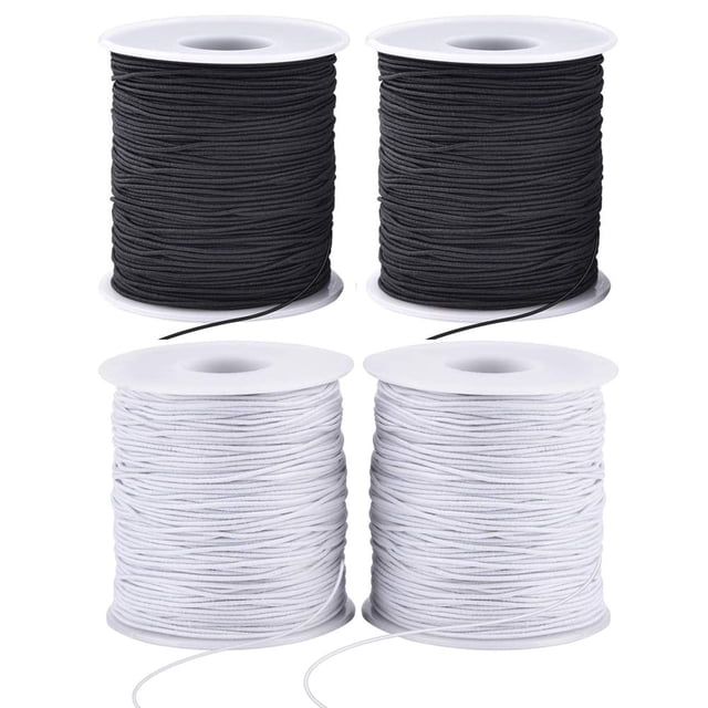 Cordón elástico LUSTEMBER, 4 rollos, 1 mm, negro y blanco, 200 m