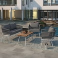 thumbnail image 5 of Harper & Bright Designs 4 Piece Patio Conversation Sets with Deep Seating & Thick Cushion, Boho Rope Furniture with Acacia Wood Table, Outdoor Patio Furniture Set for Yard Pool Backyard, Grey, 5 of 20