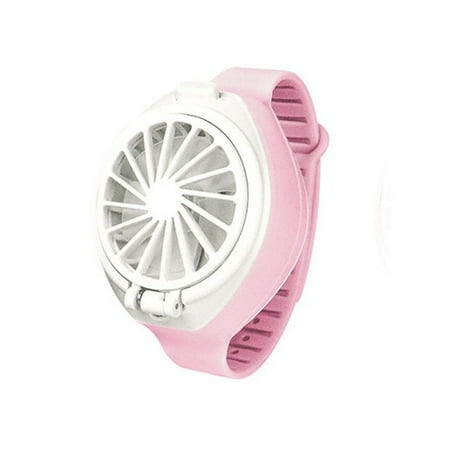 

USB Rechargeable Fan with Portable Watch-Shaped Fan Bracelet Comfortable Watch-Shaped for Travel Indoor or Outdoor Pink