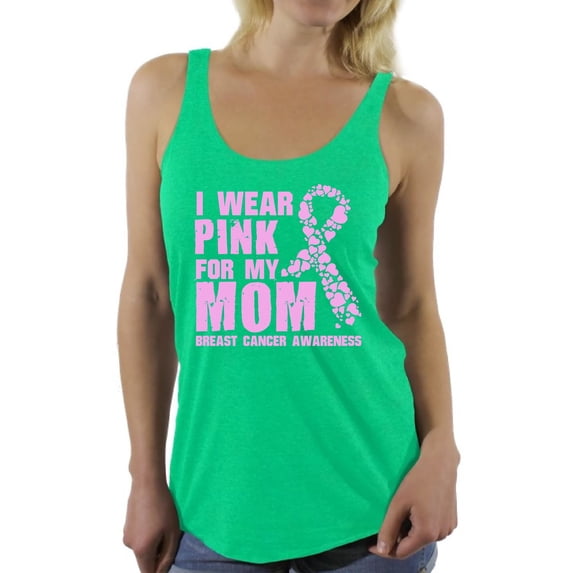Awkward Styles Women's I Wear Pink for My Mom Graphic Racerback Tank Tops Breast Cancer Awareness