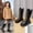 Black, variant on Girls Knee High Boots Winter Fleece Lined Thermal Lug Sole Non Slip ,Trendy Punk Goth Boot for Daily Casual Walking Party Wear Black 10 Little Kids