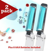 Portable UV-C Light Sanitizer Wand [2 PACK] - Ultraviolet Sterilizer Foldable Wand with 8 AAA Batteries Included