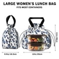 thumbnail image 5 of White and Blue Of Leopard Print Drawstring Lunch Bag Women - Drawstring Lunch Bag Insulated for Work Office - Stain-Resistant Large Lunchbags for Women with Multi-Pockets, 5 of 6