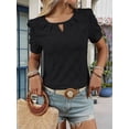 thumbnail image 5 of Womens Tops Dressy Casual Cute Hollow Embroidered Blouses Short Sleeve Shirts Summer Outfits 2025, 5 of 9