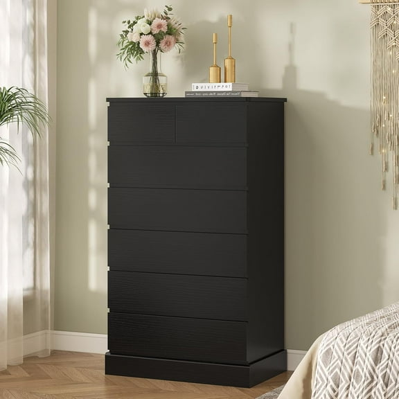 Hasuit Black Tall Dresser for Bedroom, 51.8'' High 7 Drawer Dresser, Modern Chest of Drawers Storage Organizer for Closet, Taller Clothes Storage Tower with Ample Storage Space