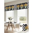 thumbnail image 6 of 2 Panels Sunflower Vintage Valance for Windows, Farmhouse Floral Black Checkered Light Filtering Kitchen Curtains, Rod Pocket Window Treatment Curtain Valances for Living Room Bedroom, 42"x12", 6 of 9