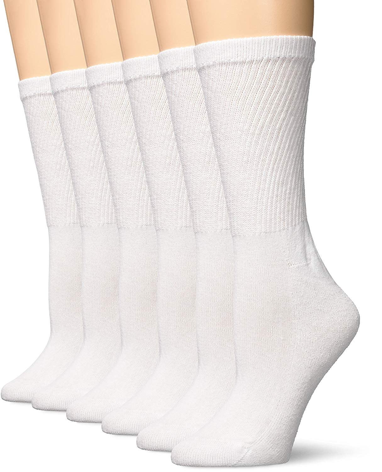 Hanes Women's Comfort Blend Crew Sock, White, Shoe size 59/Sock Size