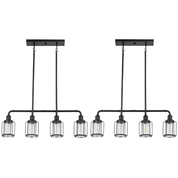 Prominence Home 2 Pack Lincoln Woods 4 Light Industrial Bathroom Vanity Light, Black