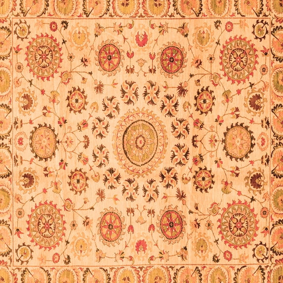 Ahgly Company Indoor Square Abstract Orange Modern Area Rugs, 5' Square