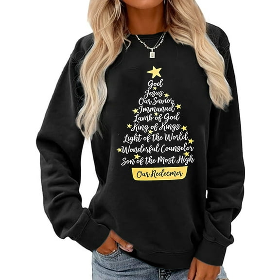 Christmas Shirts for Women: Merry and Bright Sweatshirt Long Sleeve Christmas Tree Shirt Christmas Vacation Shirt