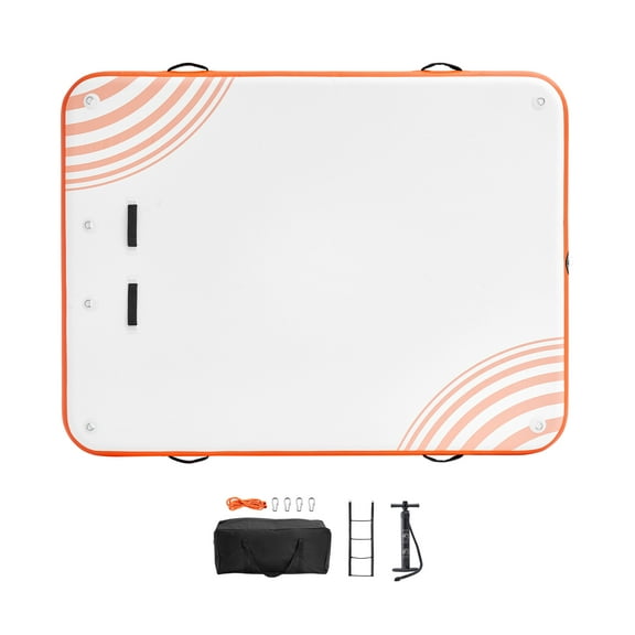 KFFKFF Inflatable Floating Dock, 10 x 8FT Water Dock Platform with Non-Slip Surface, Detachable Ladder, and Portable Carrying Bag, Ideal for Ocean, Pool, and Beach Activities