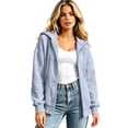 thumbnail image 2 of Resicozy Women Oversized Full Zip Hoodie Long Sleeve Sweatshirts Drawstring Pocket Loose Fall Zip Up Hooded Jacket Light Gray S, 2 of 8