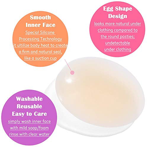 Adhesive Silicone Bra Nipple Pasties Reusable Invisible Nipplecover 3.15 in EVAWOO Nipple Covers For Women 