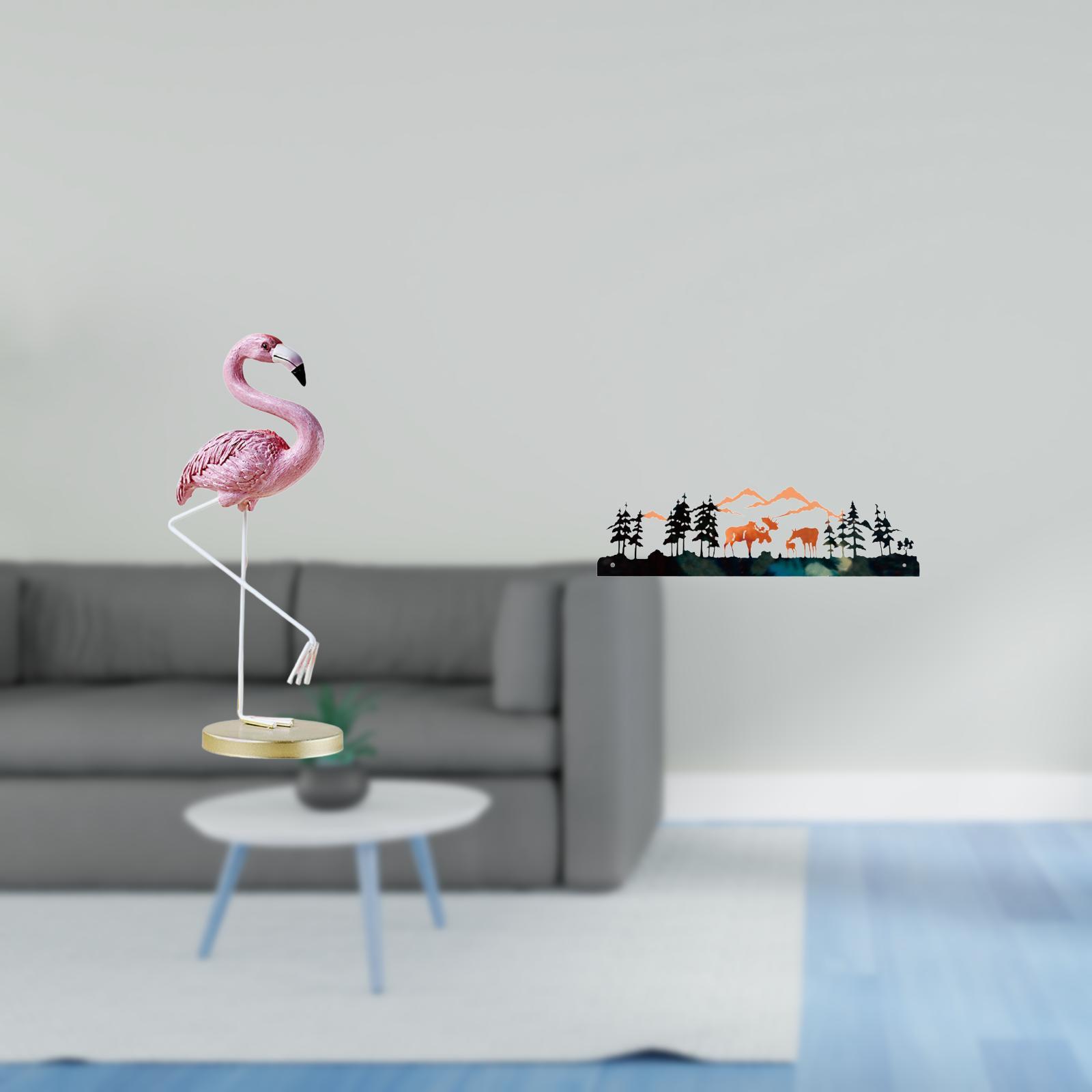 Flamingo Statue Deer Sculpture Wall Art Hand Painted Resin Material for Home Garden Office Decor