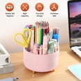 thumbnail image 2 of SUSWIM 5-Compartment Desktop Organizer & Holder with Rotating Organizers, Pink, 2 of 6