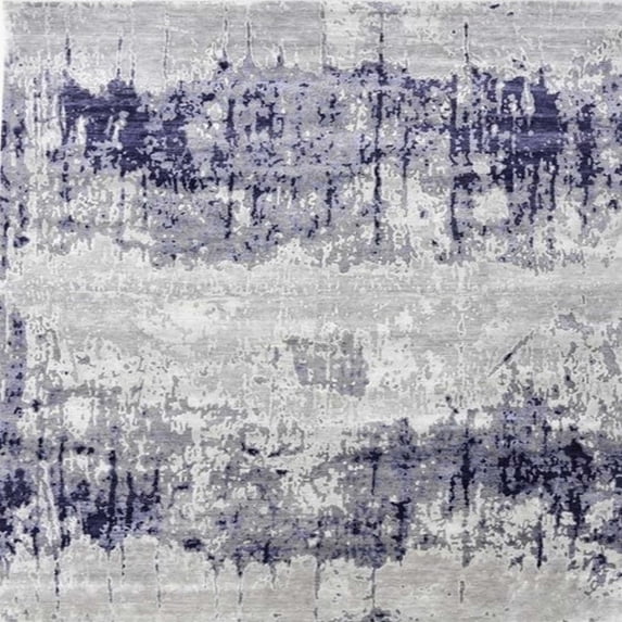 Ahgly Company Indoor Square Mid-Century Modern Platinum Silver Gray Oriental Area Rugs, 5' Square