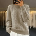 thumbnail image 1 of Frostluinai Sweaters for Women Long Sleeve Cable Knit Sweaters Crew Neck Lightweight Fall Sweaters Basic Solid Color Comzy Soft Sweaters, 1 of 6