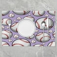 thumbnail image 2 of Baseball Placemats Set of 4 18"x12" Kids Sports Game Placemat for Kitchen Dining Table Decor Indoor Outdoor Baseball Gaming Table Place Mats, Gift for Baseball Lover Purple, 2 of 4