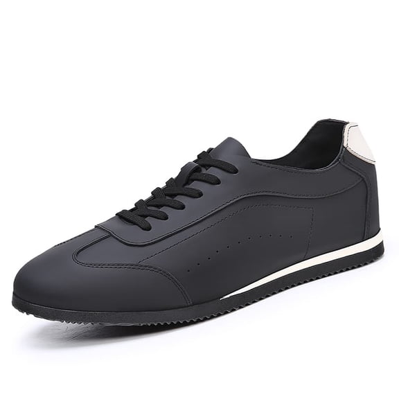 Men's Lace-Up Color Block Leather Retro Casual Sneakers