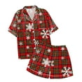 thumbnail image 4 of Yuanlong Mens Pajama Sets Christmas Snowflakes Plaid Short Sleeve Lapel Neck Tops & Shorts 2-Pcs Pjs Home Comfy Sleepwear, 4 of 4