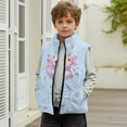 thumbnail image 7 of Xixirimido Axolotl Bubbles Blue Pattern Boys Girls Full Zip Fleece Vest Sleeveless Stand Collar Outwear Warm Jacket with Pockets for 9-10, 7 of 7