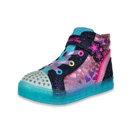 

Twinkle Top Girls Hi-Top Heart Light-Up Sneakers - black multi 7 toddler