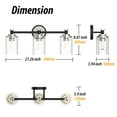 thumbnail image 4 of LIGHTINN Bathroom Dimmable Vanity Light with Cylindrical Clear Striped Glass Shade E26 Socket Base Vintage Fixture 3-Light (Black/Nickel), 4 of 6