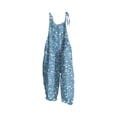 thumbnail image 2 of Women Linen Overalls Summer Casual Floral Printed Loose Fit Jumpsuits Boho Wide Leg Rompers Pants with Pockets Blue XL, 2 of 6