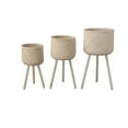 thumbnail image 1 of Bloomingville Set de 3 Paniers Ronds en Bambou avec Pieds en Bois, Marron, 1 of 5