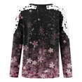 thumbnail image 4 of ICHUANYI Clearance Women Casual Round-Neck Lace Hollow Out Long Sleeve Pullover Slimming Blouse T-shirt Tops(Black, XXL) ICHUANYI WER2023081503964, 4 of 5