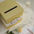 thumbnail image 4 of PAPER FAIR Gold Card Box - White/Gold-Foil Satin Ribbon & Cards Label - 10"x10" Large Perfect for Money & Gifts at Wedding Receptions, Birthdays, Graduations, Bridal & Baby Showers, 4 of 7