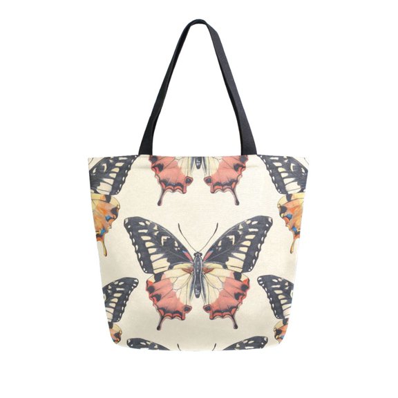 Large Canvas Bag 13.5x5.1x15 Inch Canvas Bag Shopping Canvas Bag Suitable For Outing Shopping Travel Out Of Large Capacity Storage Black Butterfly