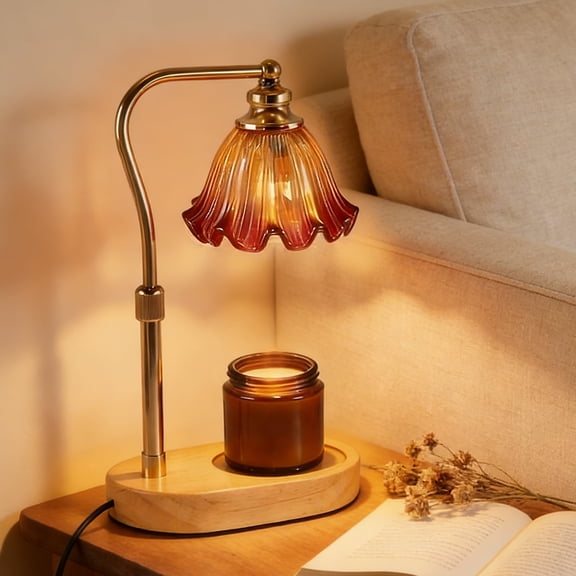 Metdark Candle Warmer Lamp, Yellow, Timer, Dimmable, Glass Shade