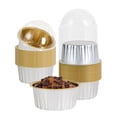 thumbnail image 2 of Pastry Tek 4 oz Round Silver Aluminum Baking Cup - Inner Gold, with Plastic Dome Lid - 3 1/4" x 3 1/4" x 1 1/2" - 100 count box, 2 of 3