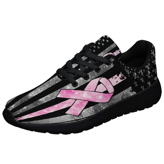 Breast Cancer Awareness Shoes Sneakers for Women Men Black Size 3.5