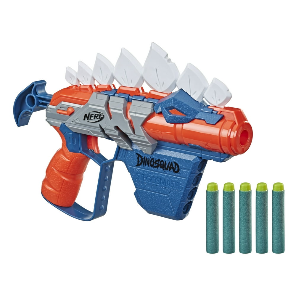 Nerf DinoSquad Stegosmash Dart Blaster, 4Dart Storage, 5 Official Nerf