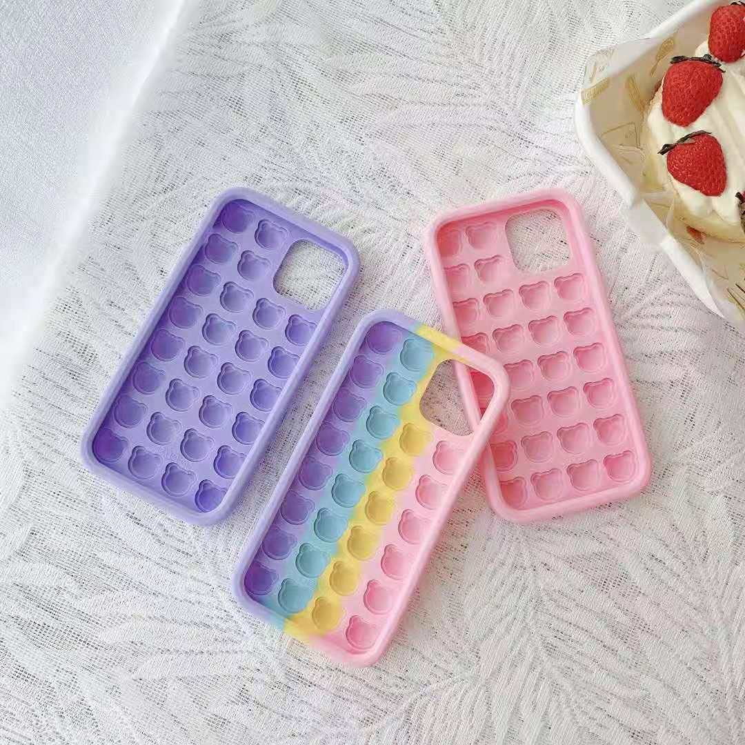 Fidget Toys for iPhone Case Cartoon Funny Kawaii Cute Silicone Fun