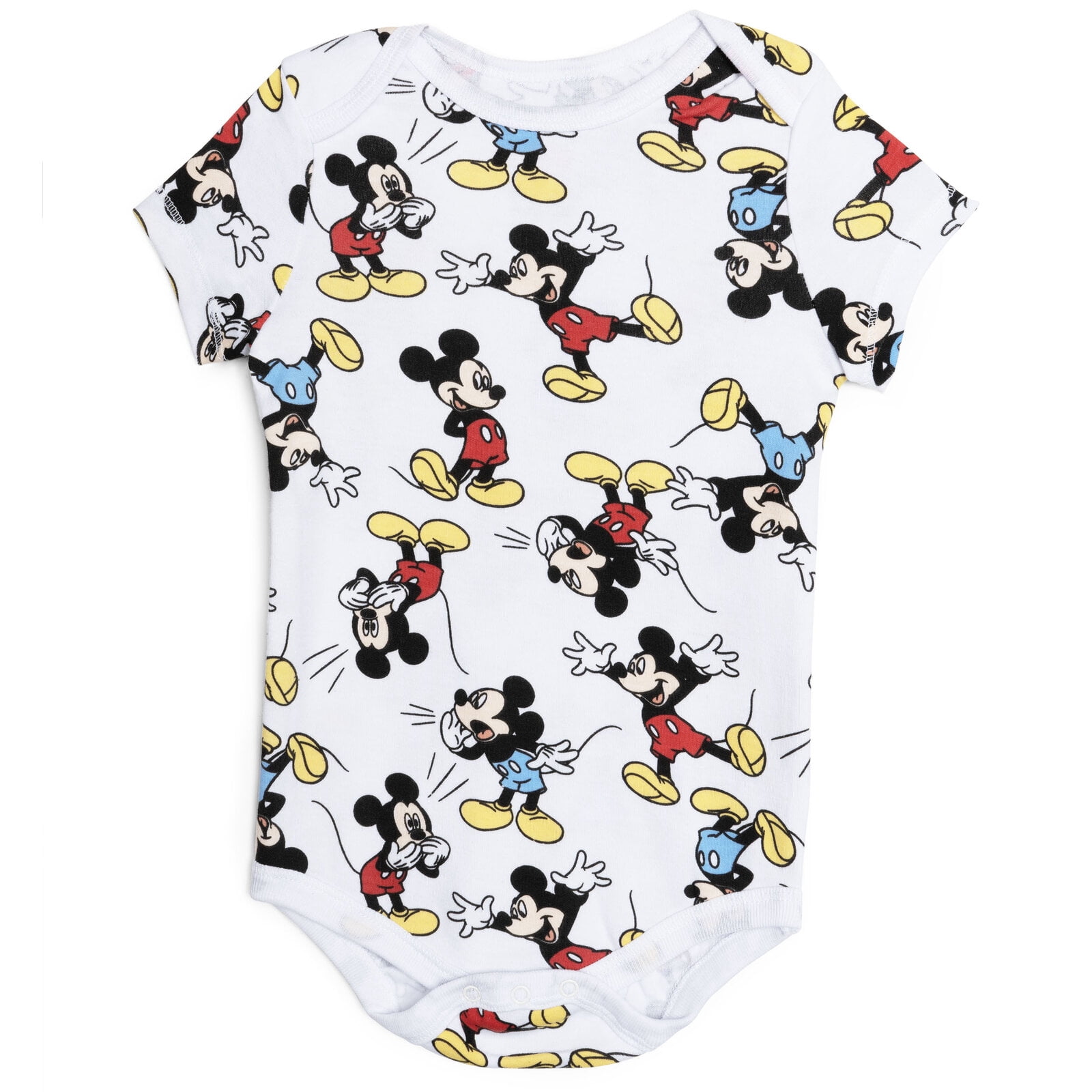 Disney Mickey Mouse Baby Boy or Girl 5-Pack One Piece Bodysuits Yellow Red Grey Multi