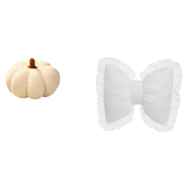 Almohadas de calabaza de Halloween,Almohadas de calabaza de Halloween Decoración del hogar Suave,Cojines de calabaza para Halloween,peluches,sofá,Cojín con lazo bonito,Almohada con forma de