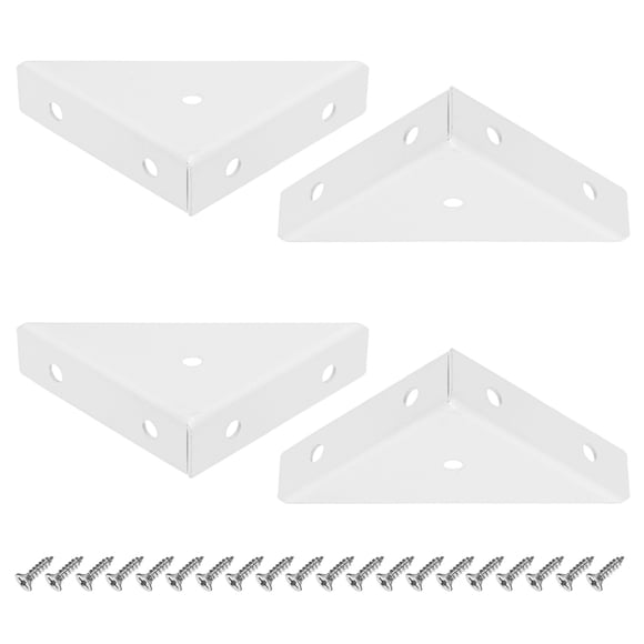 Uxcell 4-Pack L-Shape Corner Brace, 2.56 x 2.56 in Stainless Steel Right Angle Support Brackets Fastener Joint [White]