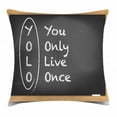 thumbnail image 1 of YOLO Throw Pillow Cushion Cover, Chalkboard Background Abbreviation Classroom Themed Illustration, Decorative Square Accent Pillow Case, 18 X 18 Inches, Charcoal Grey Pale Brown White, by Ambesonne, 1 of 2