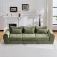 thumbnail image 2 of 101.5" Modular Sectional Sofa,Chenille Cloud Sofa Couch Convertible Folding Sofa Bed for Living Room,Bedroom,Apartment,Green, 2 of 8