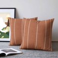 thumbnail image 2 of 18x18 Pillow Covers Set of 2, Burnt Orange Striped Throw Pillow Covers Decorative Couch Cushion Case, Farmhouse Linen Texture Line Stripes Microfiber Square Pillowcases for Bedroom Car Living Room, 2 of 9