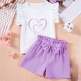 thumbnail image 2 of CAUYDY Toddler Baby Girl Clothes Cute Outfits Girls Linen Bow Tank Tops Ruffle Shorts Set Spring Summer Clothes for 2T 3T 4T Kids 2Pcs Pajamas Set (Sizes 5-6 Years,H03-Purple), 2 of 6