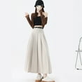 thumbnail image 2 of Elegant High Waist Long Skirt for Women Pleated Dress Color Breathable and Comfortable Polyester Fabric, 2 of 9