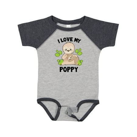 

Inktastic Cute Sloth I Love My Poppy with Green Leaves Gift Baby Boy or Baby Girl Bodysuit