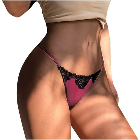 YYDGH Women s Lace Sexy Panties Underwear G-String Thongs Lingerie Bikini Brief Wine Red M