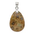 thumbnail image 1 of 925 Sterling Silver Poppy Jasper Necklace Pendant Charm Natural Shell Stone, 1 of 6